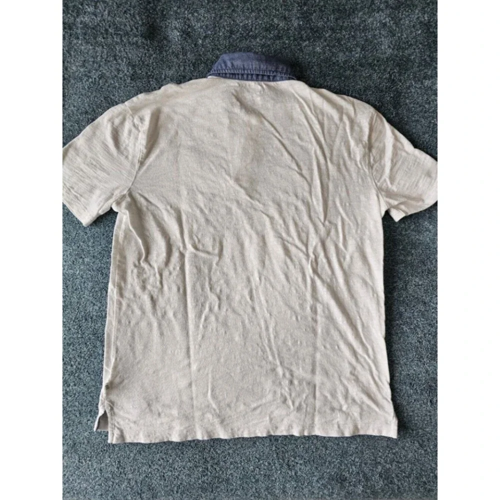 Gap Kids Polo Shirt White Blue Chambray Collar Short Sleeve Size XXL